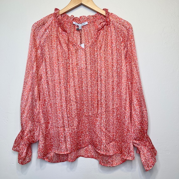 Collective Concepts | NWT Metallic Micro Floral Long Sleeve Lightweight Blouse - Picture 3 of 14